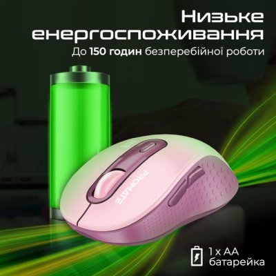Мышка Promate Ken Wireless/Bluetooth Pink (ken.pink), фото №7