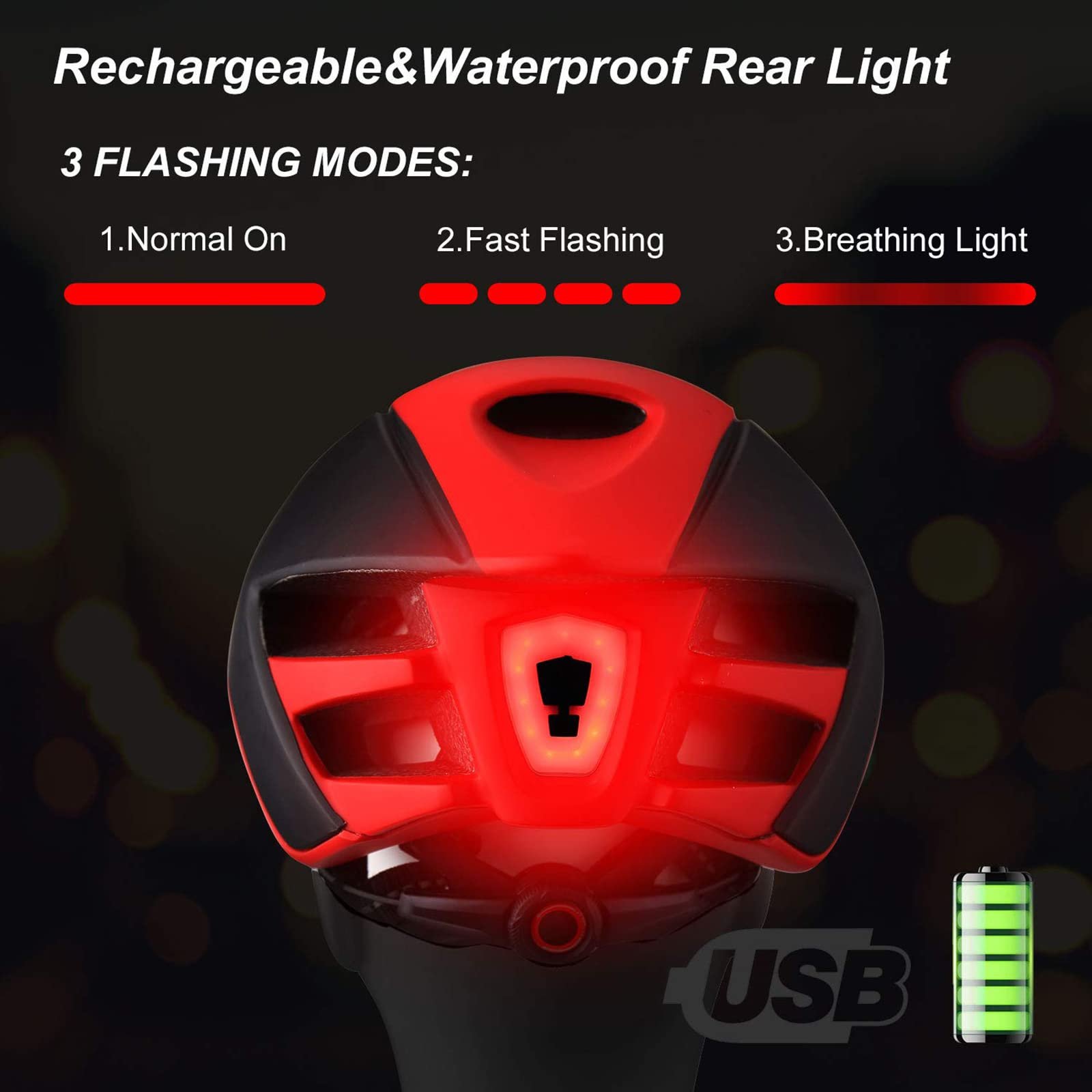 Велосипедний шолом KINGLEAD з магнітним візором, USB-підсвічуванням і регулюванням 57-62 см (KL088), фото №2