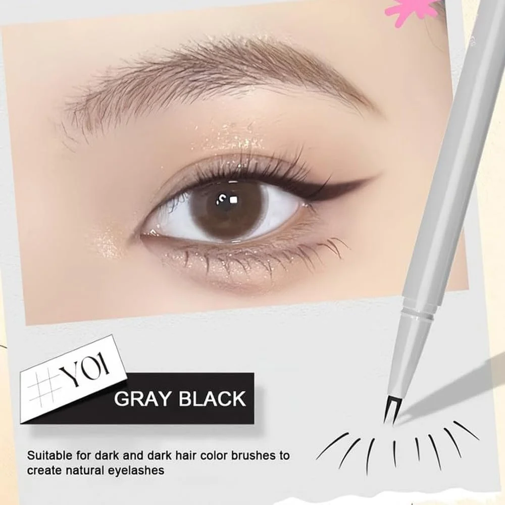 Підводка для нижніх вій з подвійним кінчиком 3D, водостійка, з 2 кінчиками Сіро-коричневий, фото №3 Підводка для нижніх вій з подвійним кінчиком 3D, водостійка, з 2 кінчиками Сіро-коричневий, фото №3