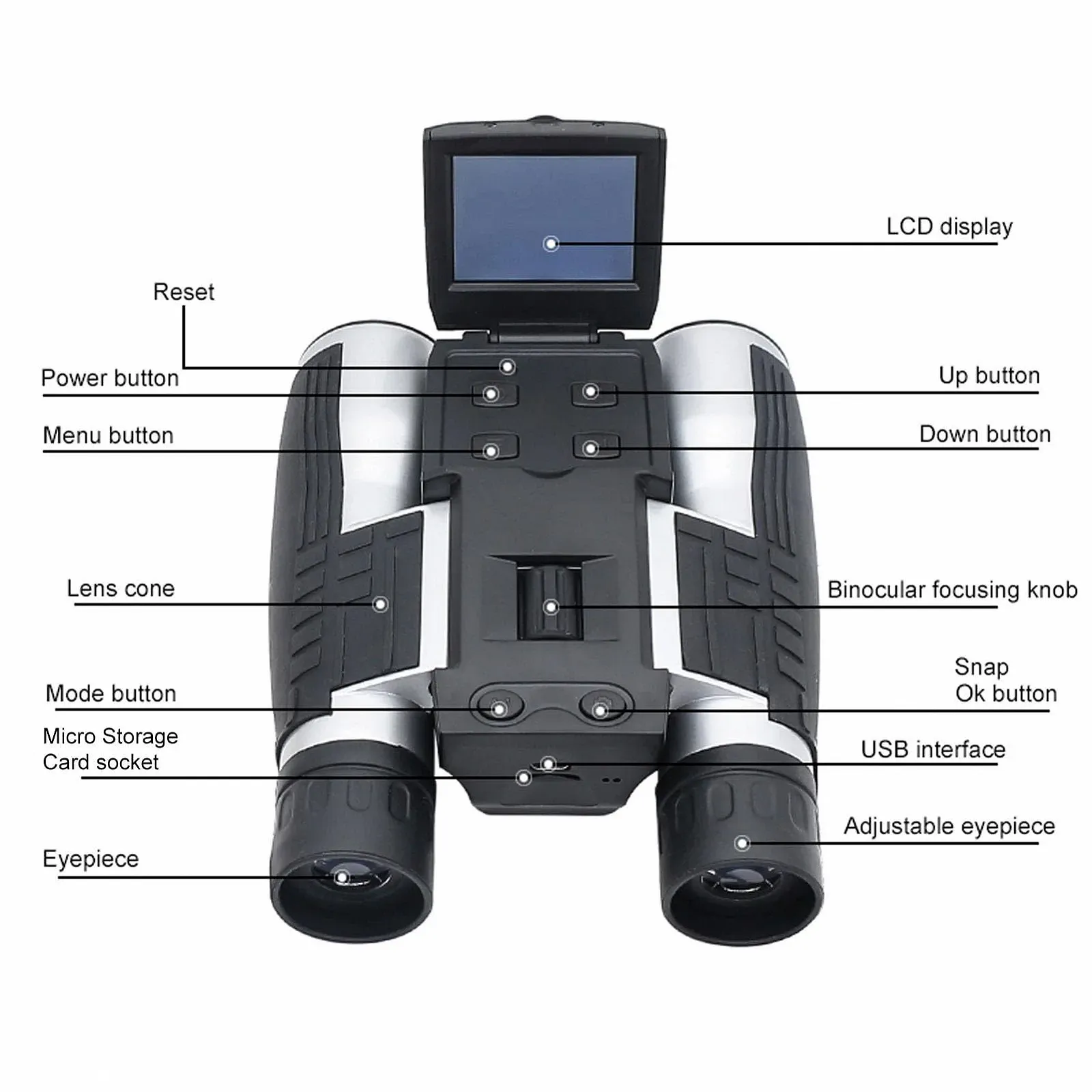 Бінокль Digital 12X32 з камерою та LCD-дисплеєм 2 дюйми 1080P 5MP, фото №7