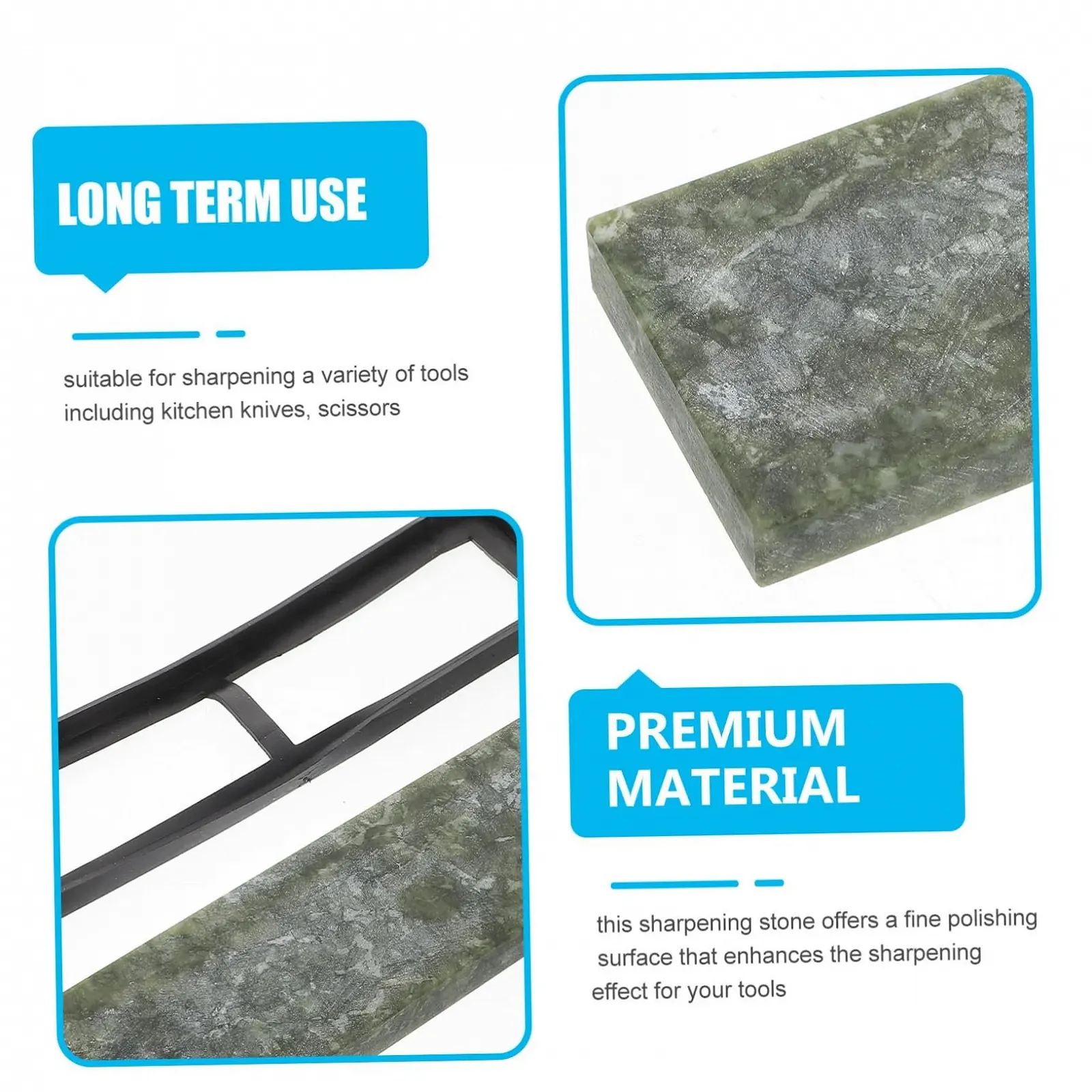 Точильний камінь природний Green Polishing Stone для ножів та ножиць 1 набір, фото №3