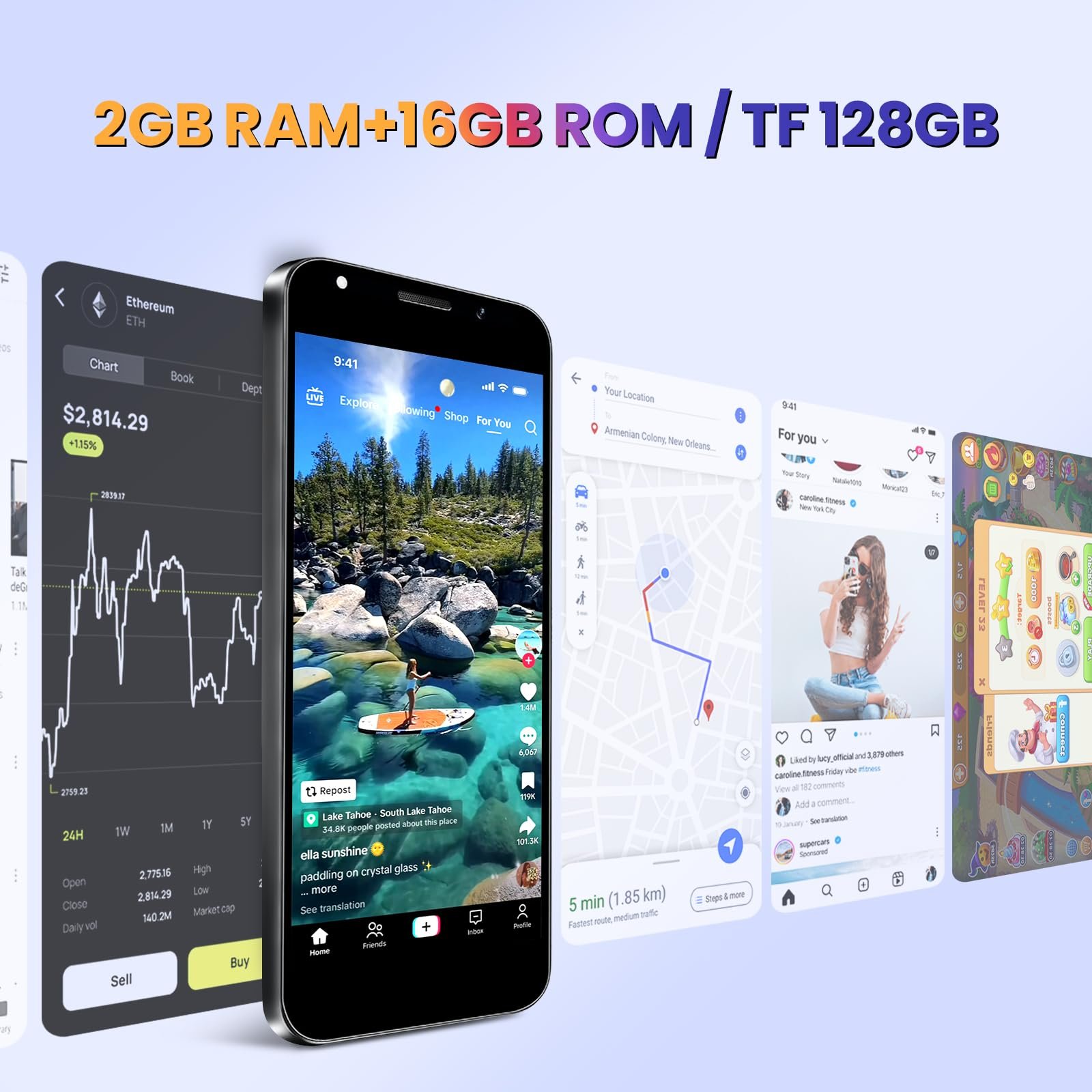 Мобильный телефон 4G LTE 2GB RAM 16GB ROM 4-Core 5.0" Gold, фото №7