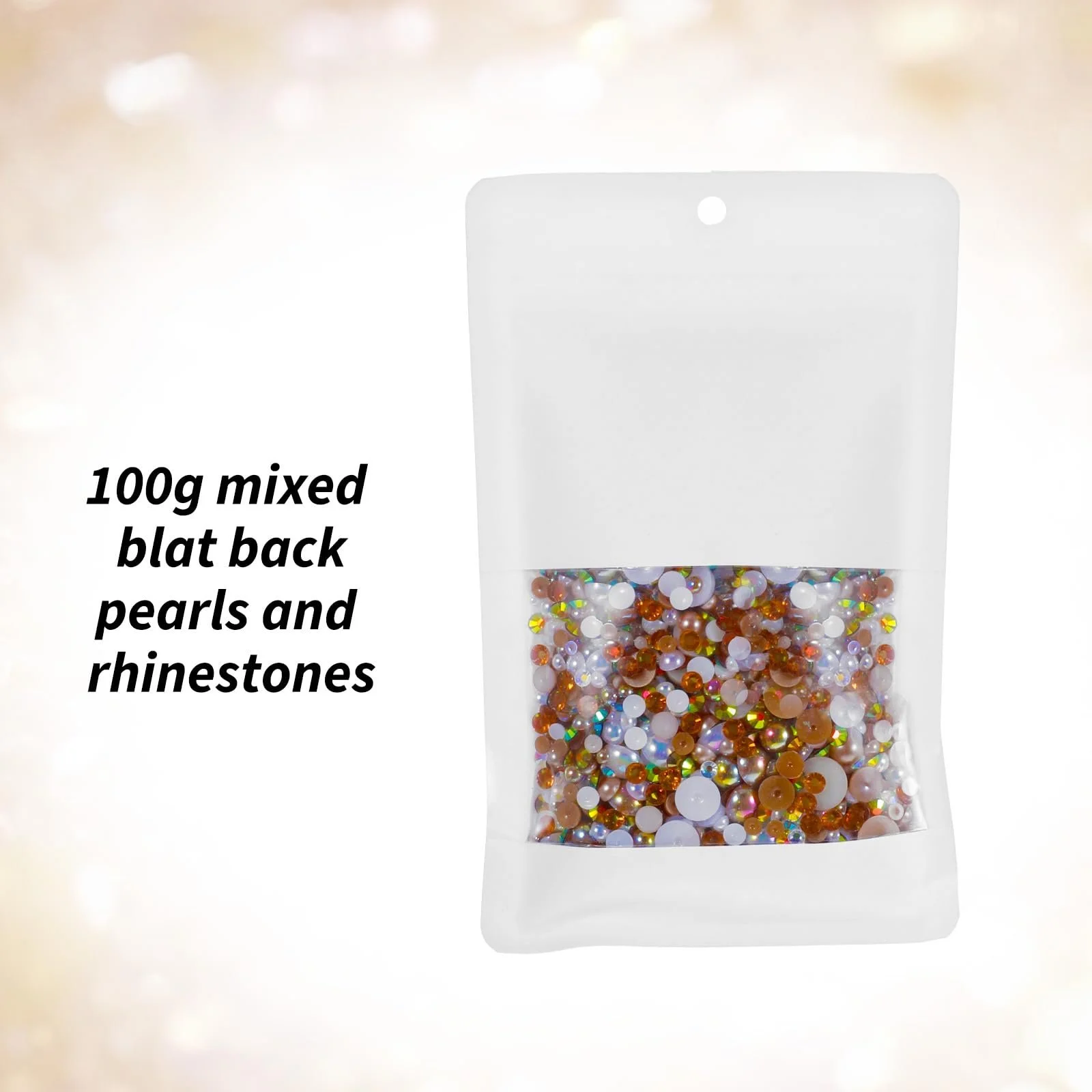 Полубусины и блестящие камни Mix для рукоделия 60 г, золотой шампань, фото №2