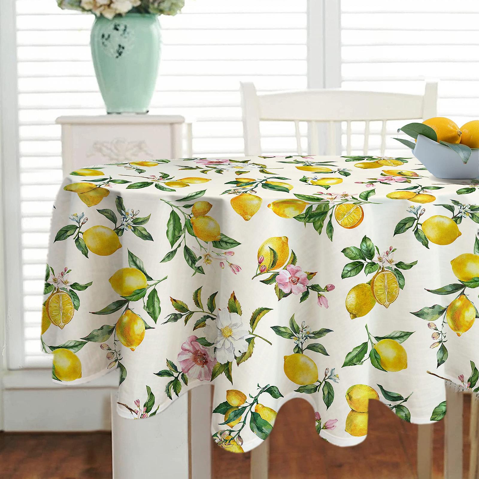 Скатертина овальна Yighty Lemon Pattern 60 x 84 дюйми водонепроникна жовта, фото №3