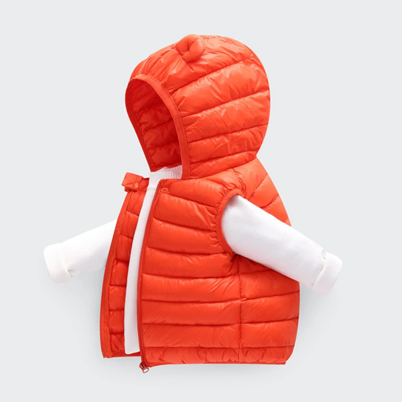 Дитяча зимова куртка з ведмежими вушками, тепла безрукавка, стьобана, фото №1