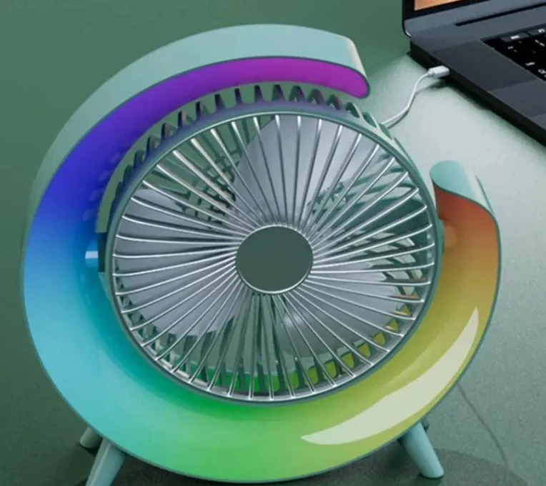 Вентилятор электрический USB 3-скоростной с цветной подсветкой 180 бесшумный, фото №3 Вентилятор электрический USB 3-скоростной с цветной подсветкой 180 бесшумный, фото №3