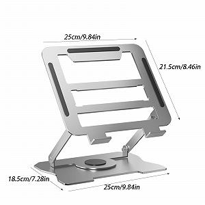 Подставка для ноутбука, 360 градусов, складная, алюминиевая, эргономичная, регулируемая в 6 положениях, легкая, нескользящая, простая для рассеивания тепла, совместима со всеми 10-16 дюймовыми ноутбуками (серебристая) synthetic.ua - Фото 1