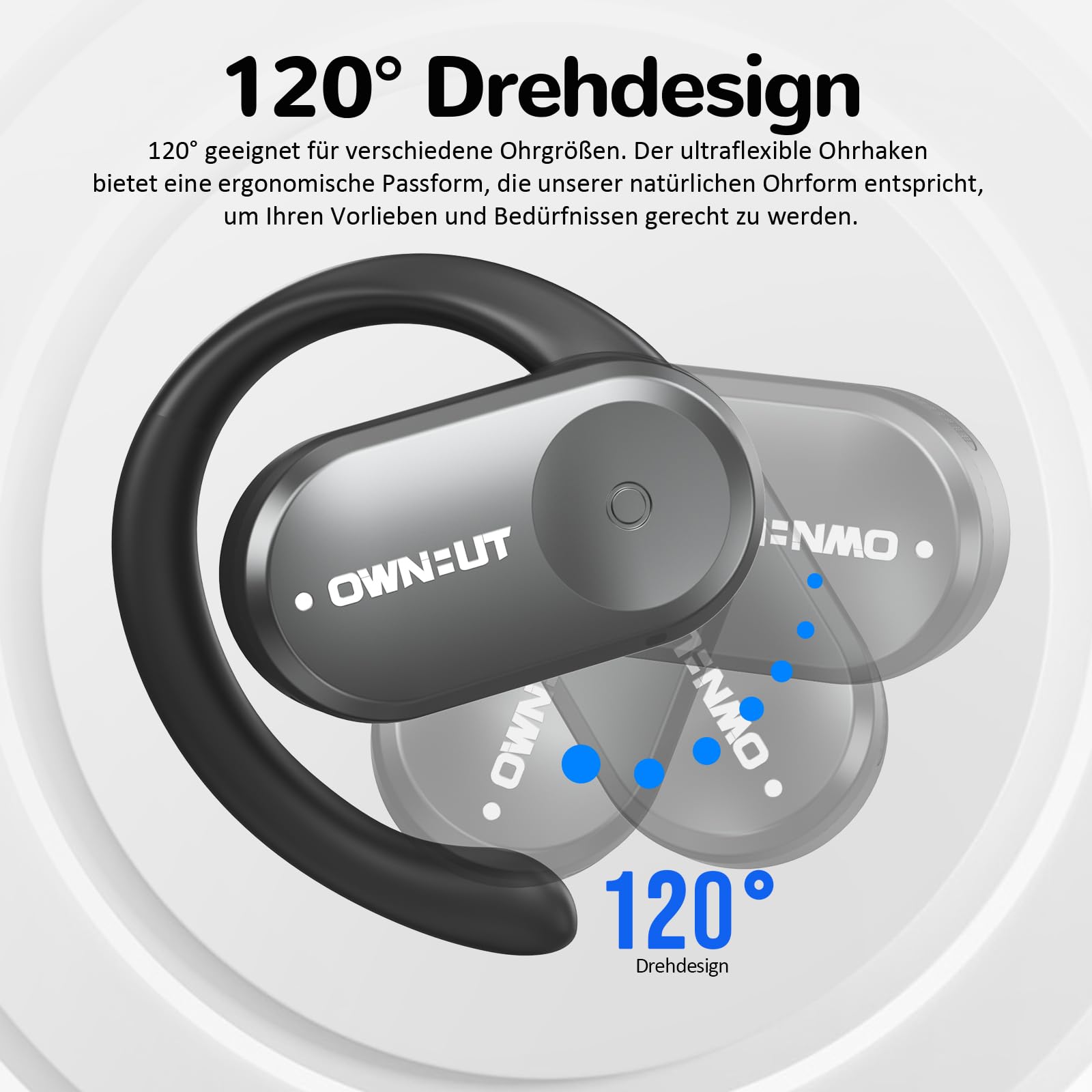 Наушники Ownhut Bluetooth 5.3 Беспроводные Открытые Спортивные С сенсорным управлением, фото №3