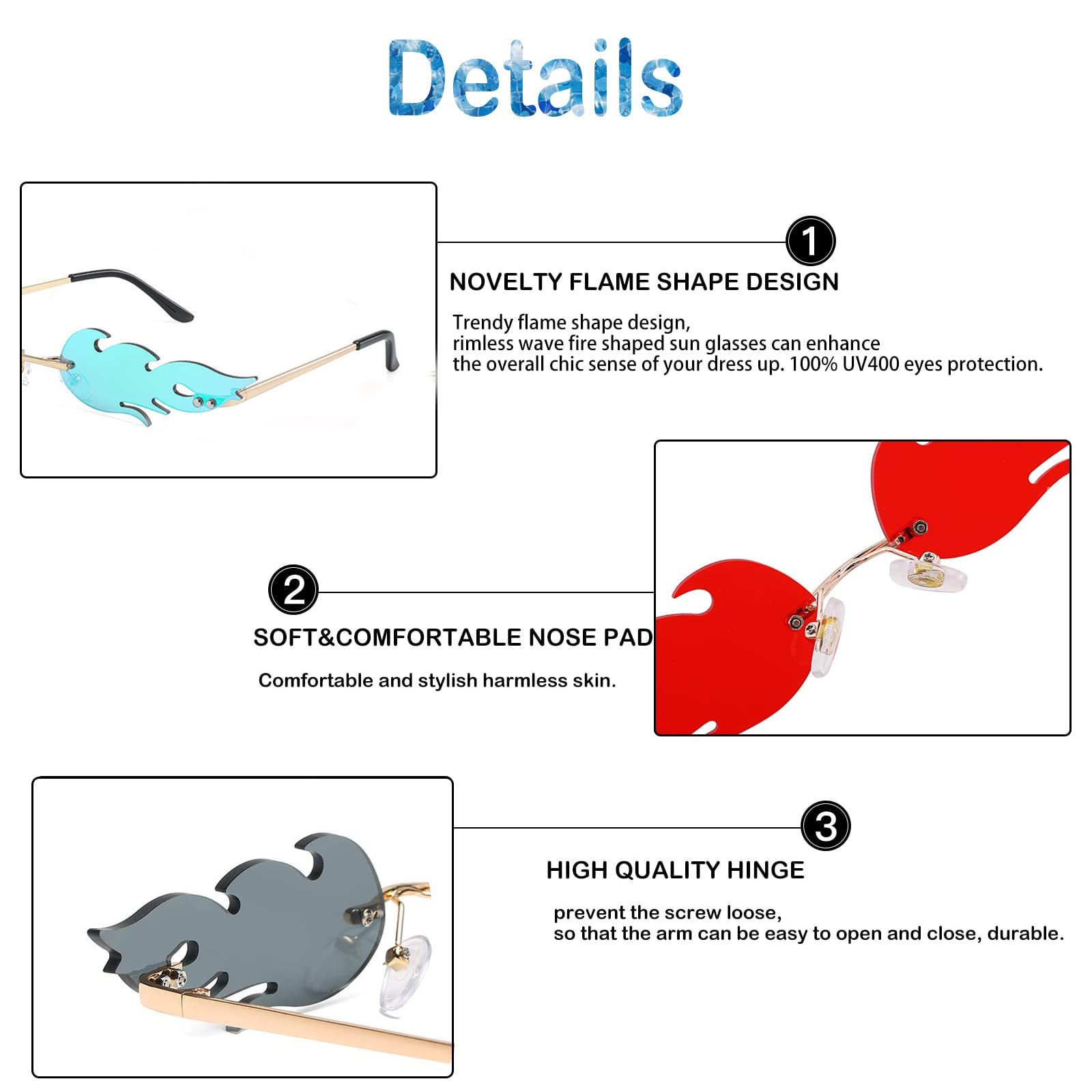 Сонцезахисні окуляри Flame Fashion Полум'я M, червоні, 4 шт., фото №4 Сонцезахисні окуляри Flame Fashion Полум'я M, червоні, 4 шт., фото №4