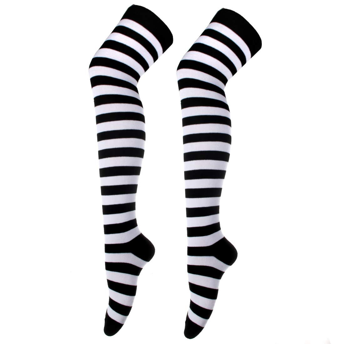 Гетры в полоску вязаные длинные носки выше колена чулки аксессуары для вечернего костюма 2 пары в наборе One Size Black/White, черный/белый, фото №8