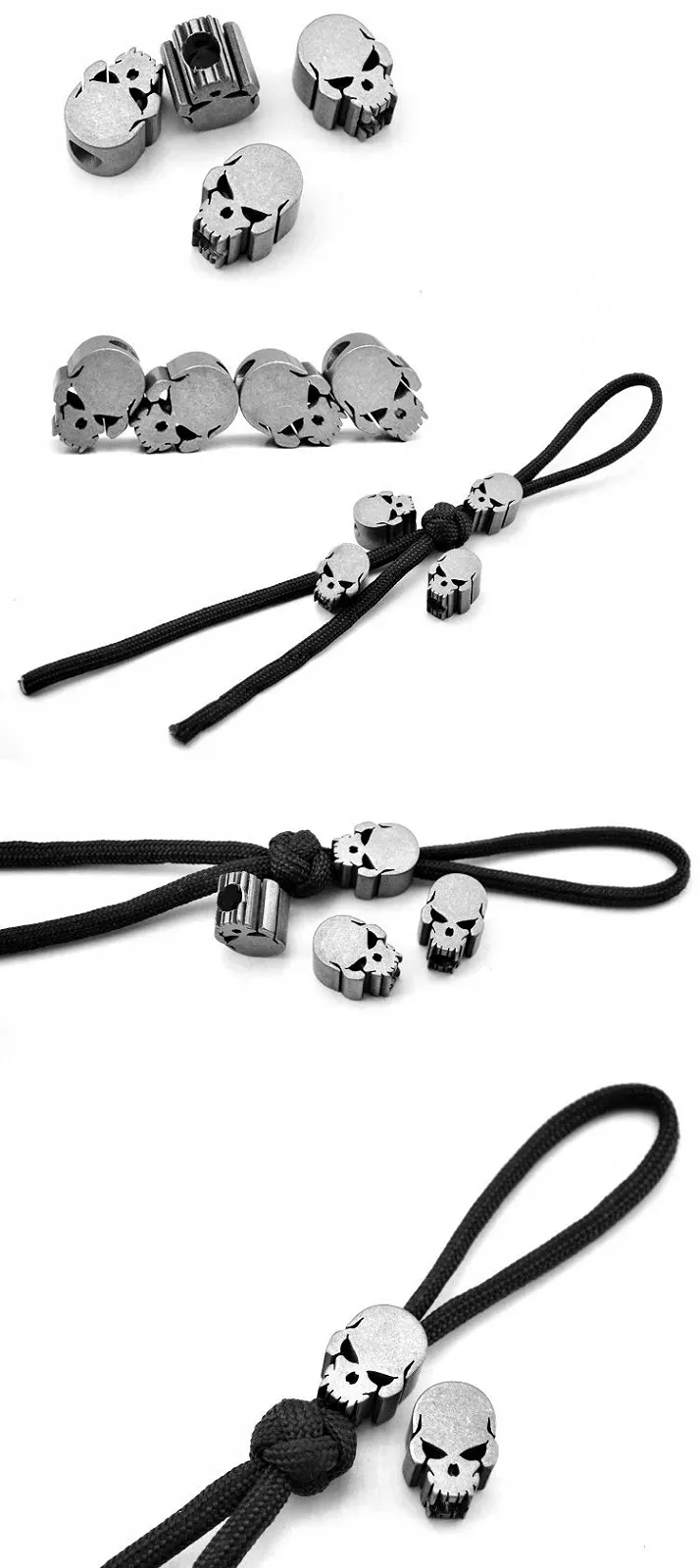 Бусина для ножа Aibote TC4 з титанового сплаву, срібний череп, багатоцільовий кулон для шнура з паракорду, інструменти для кемпінгу та активного відпочинку, фото №2