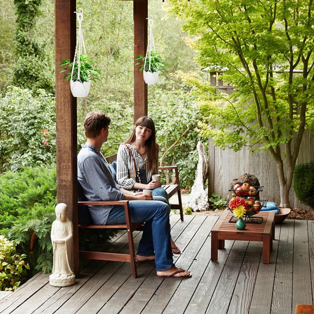 Підвісний кошик Macrame Cotton Rope with Metal Hooks 60 см Set of 2, фото №6 Підвісний кошик Macrame Cotton Rope with Metal Hooks 60 см Set of 2, фото №6