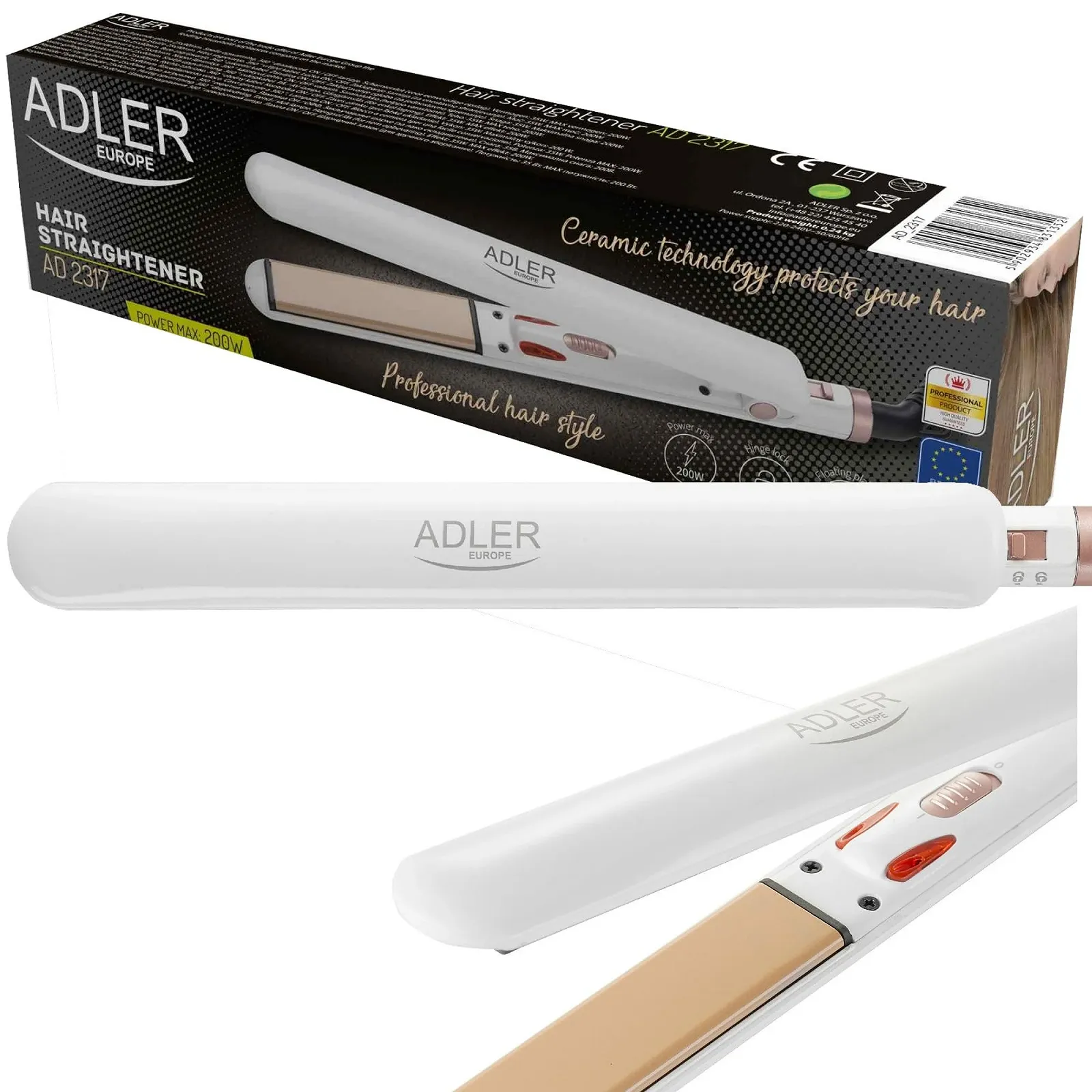 Випрямляч для волосся Adler AD 2317 2 в 1 керамічний PTC 200 Вт, фото №1 Випрямляч для волосся Adler AD 2317 2 в 1 керамічний PTC 200 Вт, фото №1