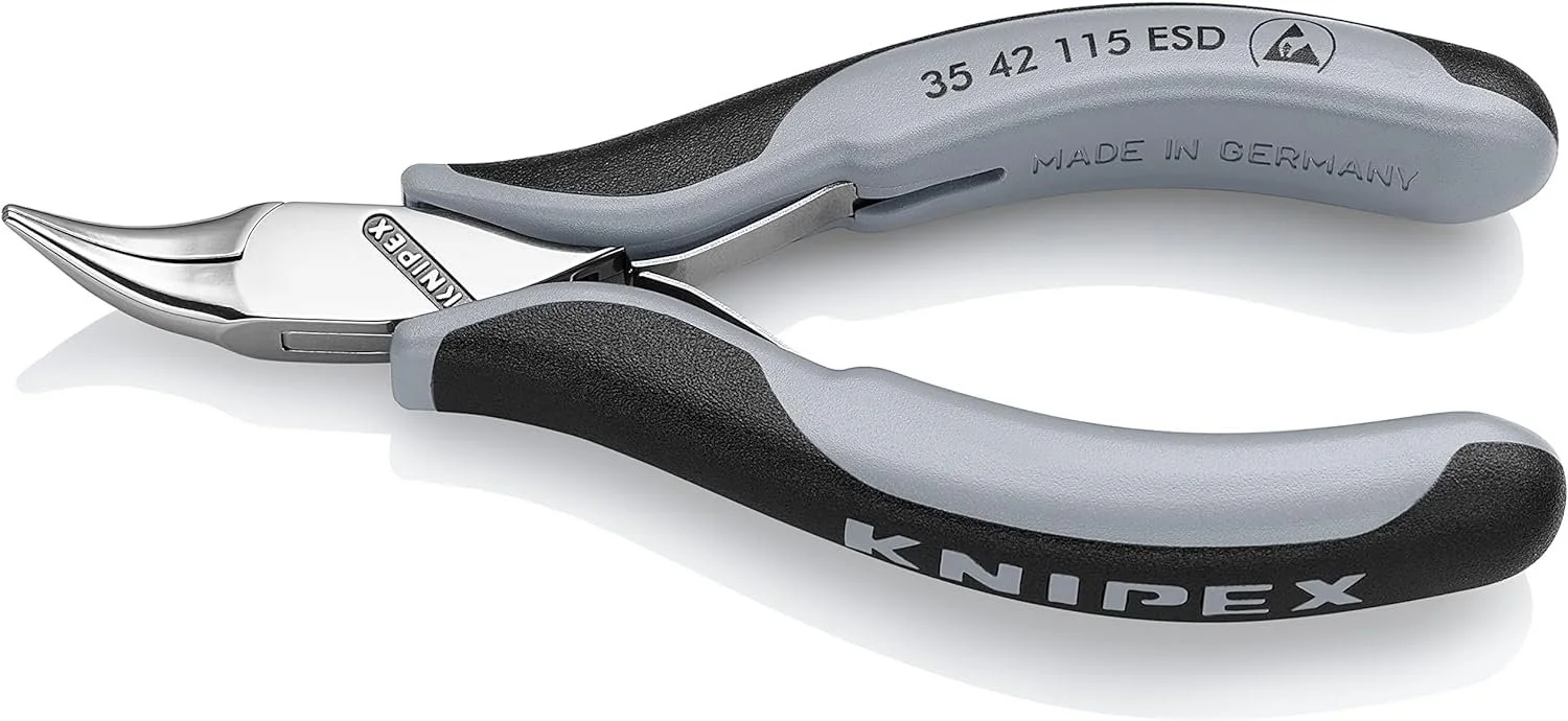Плоскогубцы KNIPEX ESD 35 42 115 ESD для электроники со вставным шарниром с многокомпонентными чехлами, зеркально полированные, 115 мм, фото №1