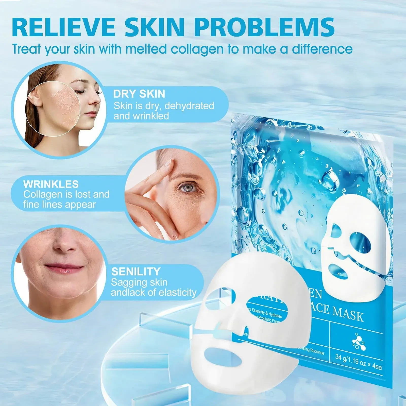 Маска для обличчя Organic Collagen Real Deep, для глибокого зволоження, 4 шт, фото №2 Маска для обличчя Organic Collagen Real Deep, для глибокого зволоження, 4 шт, фото №2