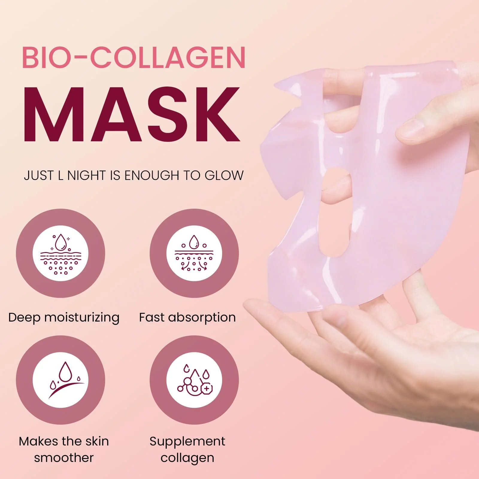 Маска для обличчя Organic Collagen Care нічна, для пружності, зволоження та покращення еластичності шкіри 5 штук, фото №5 Маска для обличчя Organic Collagen Care нічна, для пружності, зволоження та покращення еластичності шкіри 5 штук, фото №5