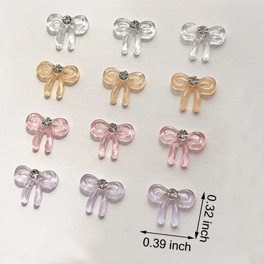 Прикраса для нігтів Бантики з напівпрозорого кришталю, фото №2