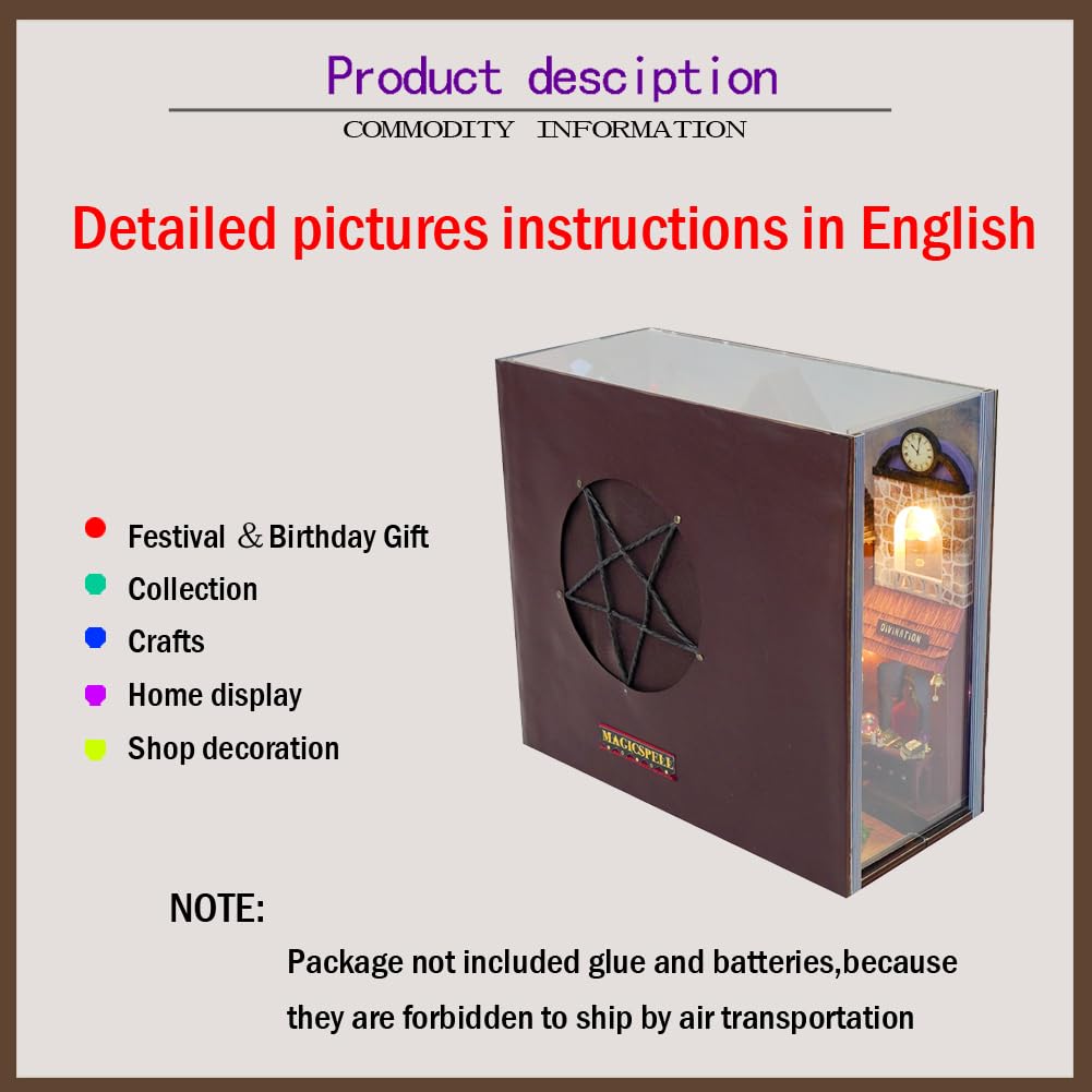 Конструктор Book Nook Dollhouse Puzzle Toy Миниатюрный Magic Bookcase с мебелью и пылезащитной крышкой, фото №4