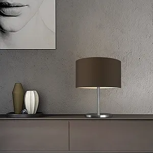 Настільна лампа Home Sweet Home Mauro Modern 40/40/35.6 см з тканинним абажуром E27 з вимикачем шоколадна synthetic.ua - Фото 1