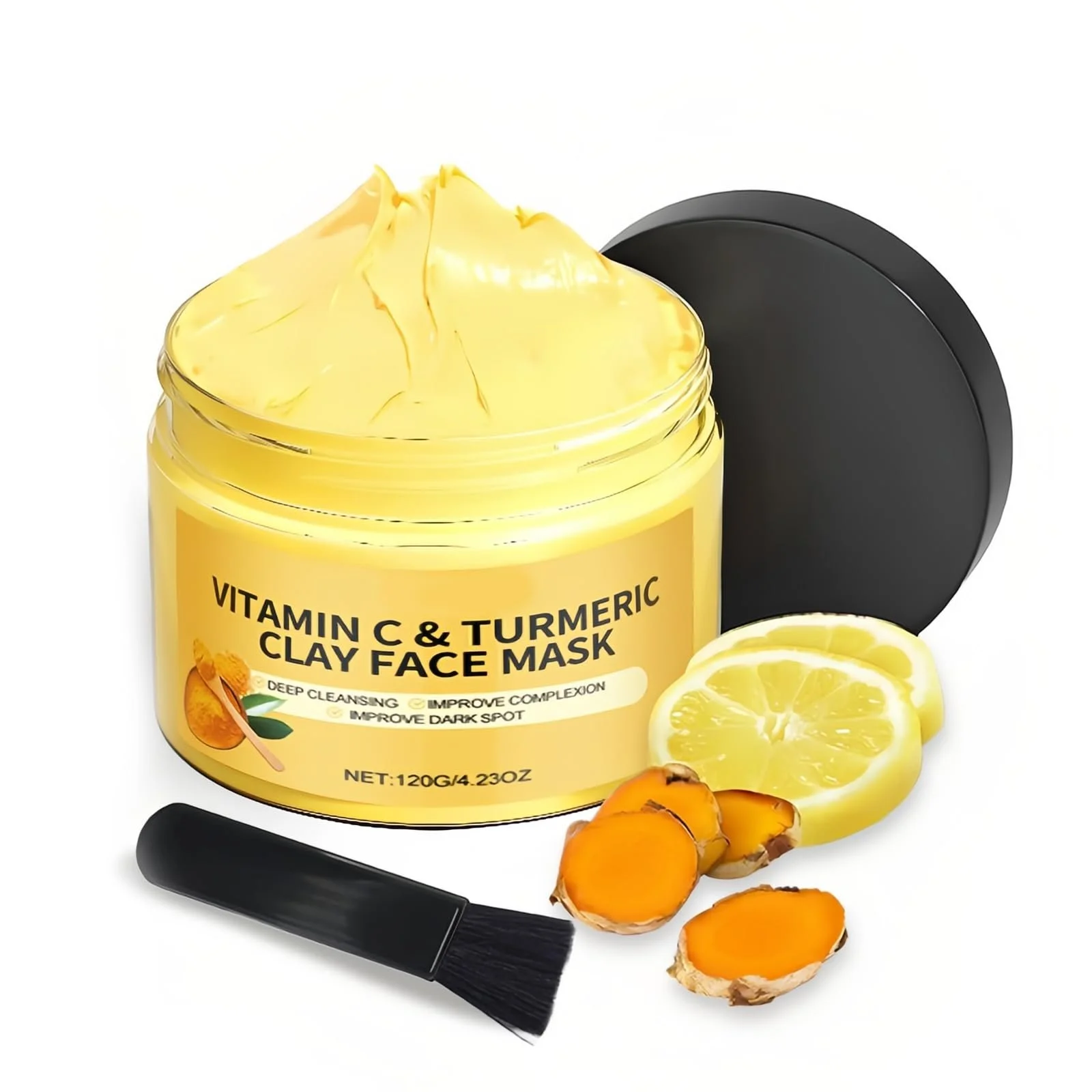Маска для обличчя з глиною, вітаміном C і куркумою для глибокого очищення, фото №1