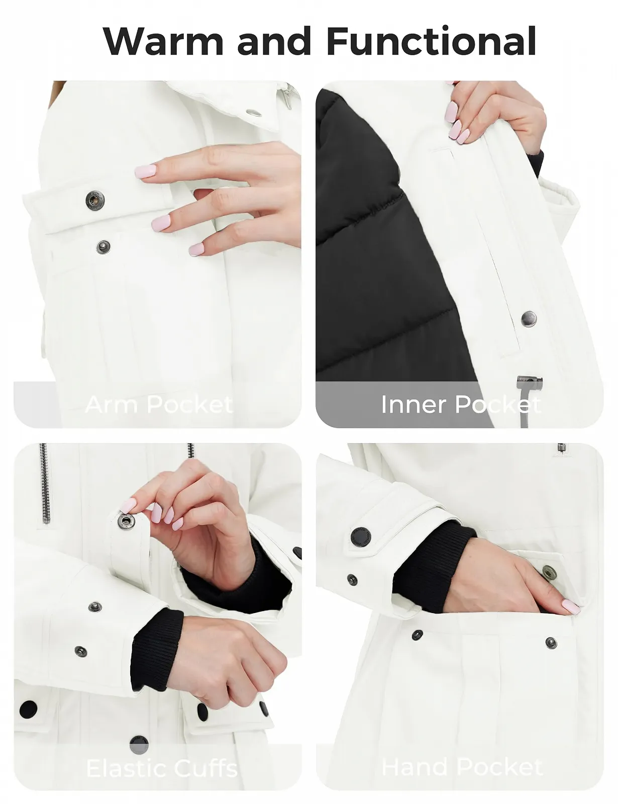 Жіноча зимова бавовняна куртка Wantdo Класична парка, фото №6