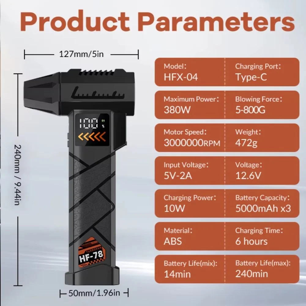 Турбовентилятор Violent HF-78M40/AT15 (Jump Starter) Black, фото №12 Турбовентилятор Violent HF-78M40/AT15 (Jump Starter) Black, фото №12