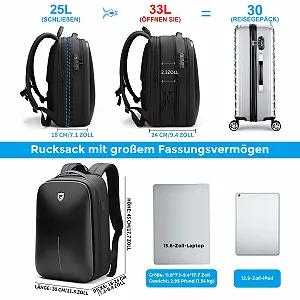 Рюкзак для ноутбука FENRUIEN Expandable Hard Shell 15.6 дюймов 25L-33L с USB-портом цена на synthetic.ua - Фото 1 Рюкзак для ноутбука FENRUIEN Expandable Hard Shell 15.6 дюймов 25L-33L с USB-портом synthetic.ua - Фото 1