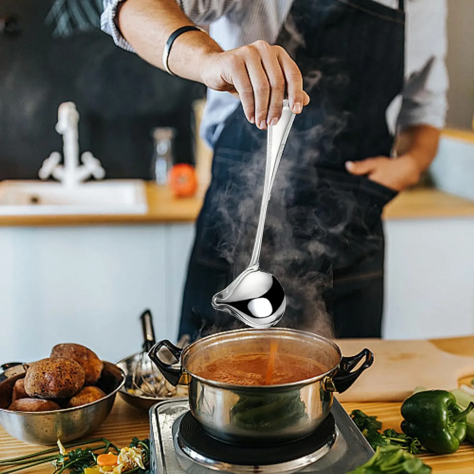 Набір з 2 соусних ложок з носиком, супова з нержавіючої сталі, 20 см, фото №5
