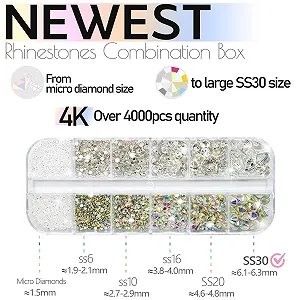 Стрази для нігтів Crystal Glitter Stones, 6 розмірів (1,6-6 мм), скло K9, круглі synthetic.ua - Фото 1