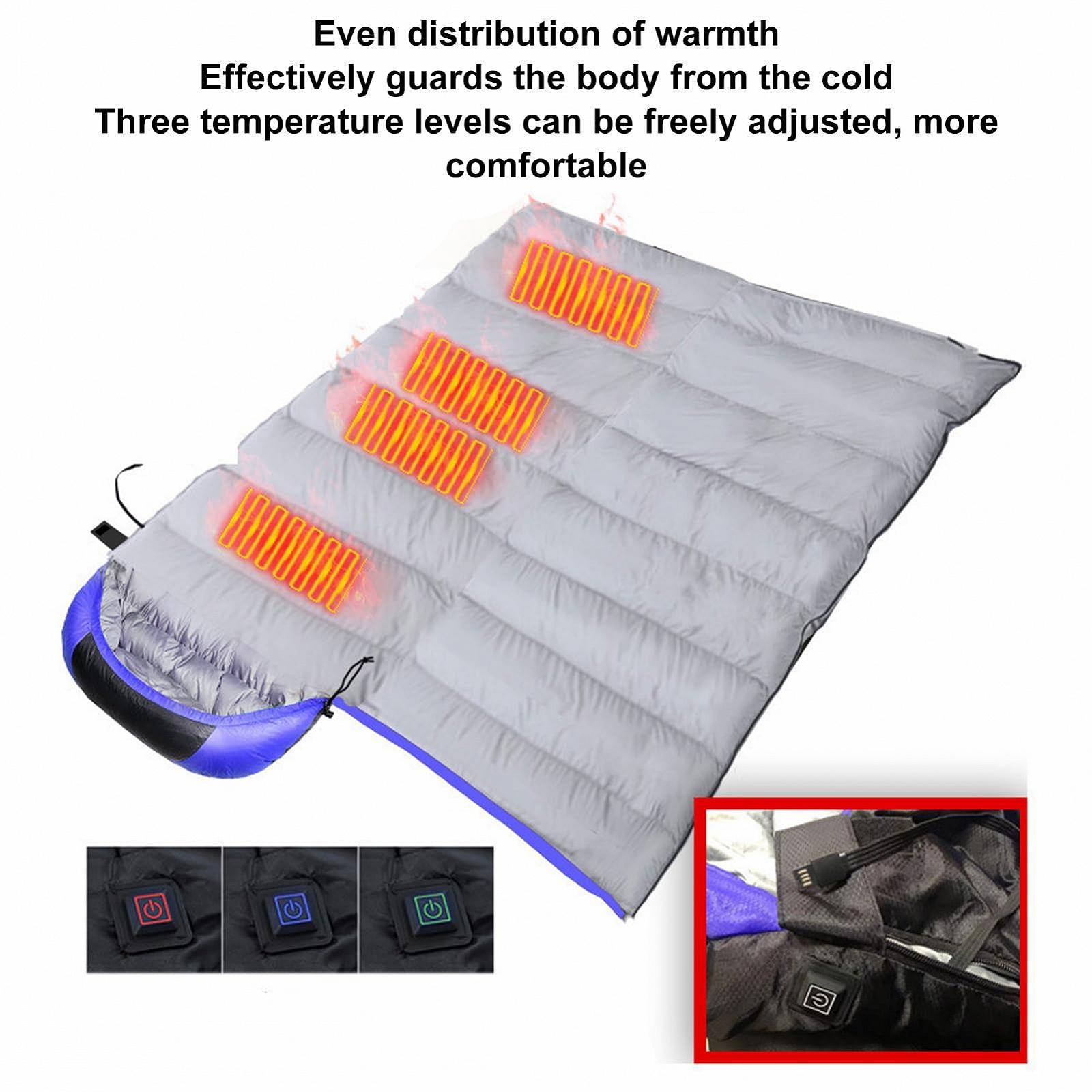 Спальний мішок XHTLLO USB Підігрітий Регулювана температура Дихаючий 3 рівні температури Для відпочинку Зеленого кольору, фото №2