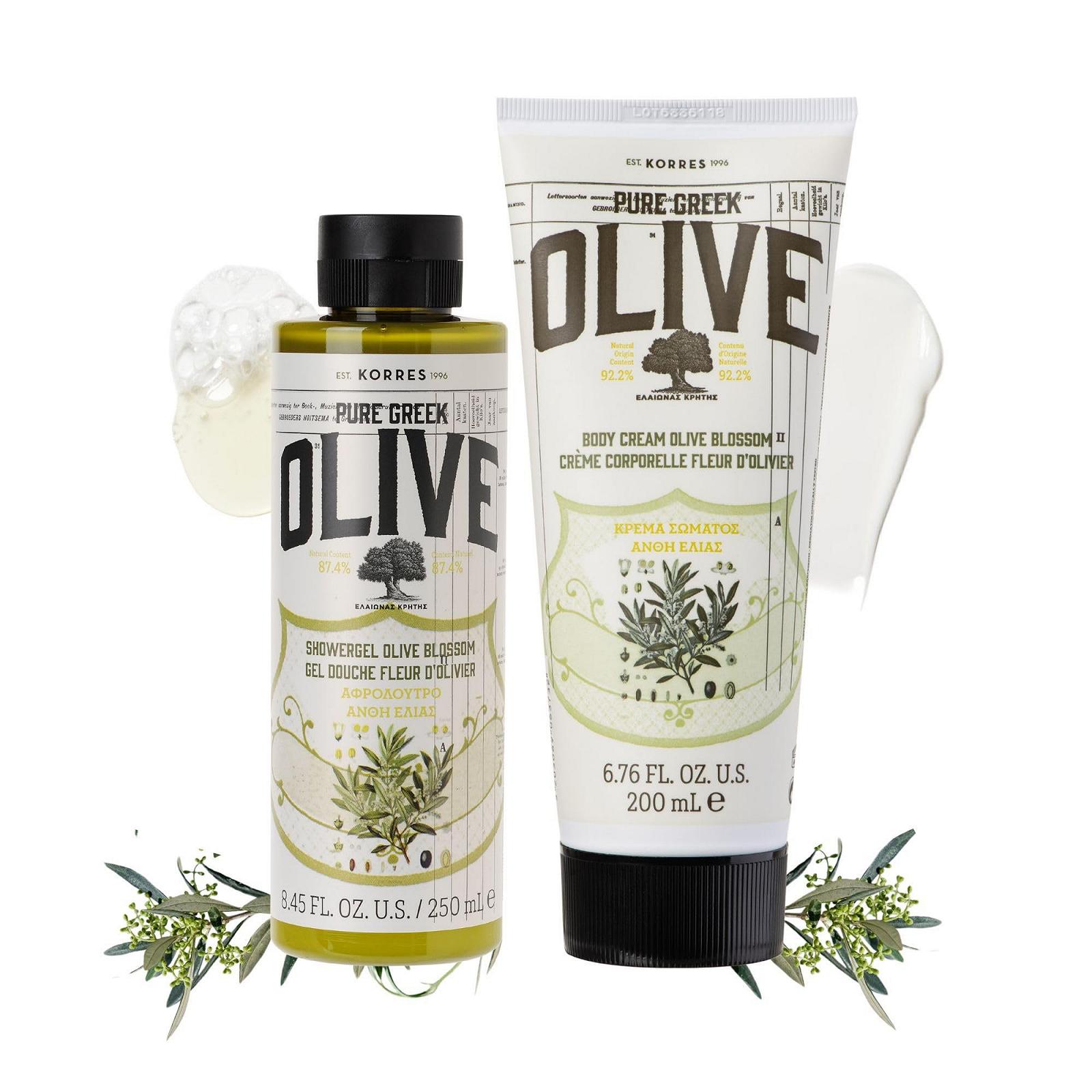 Молочко для тіла та гель для душу Korres Olive & Olive Blossom 200 мл та 250 мл (упаковка з 2 шт.), фото №1