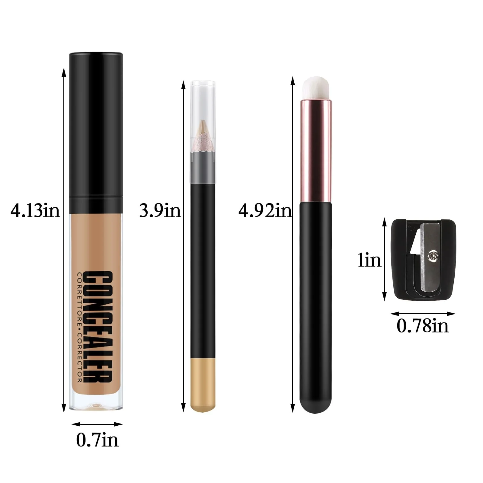 Консилер-олівець і рідкий консилер 2-в-1 Apooliy Повний обхват з пензлем і точилкою Водонепроникний, фото №5