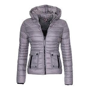 Женская теплая куртка-пуховик с капюшоном Однотонная на молнии - Фото 1