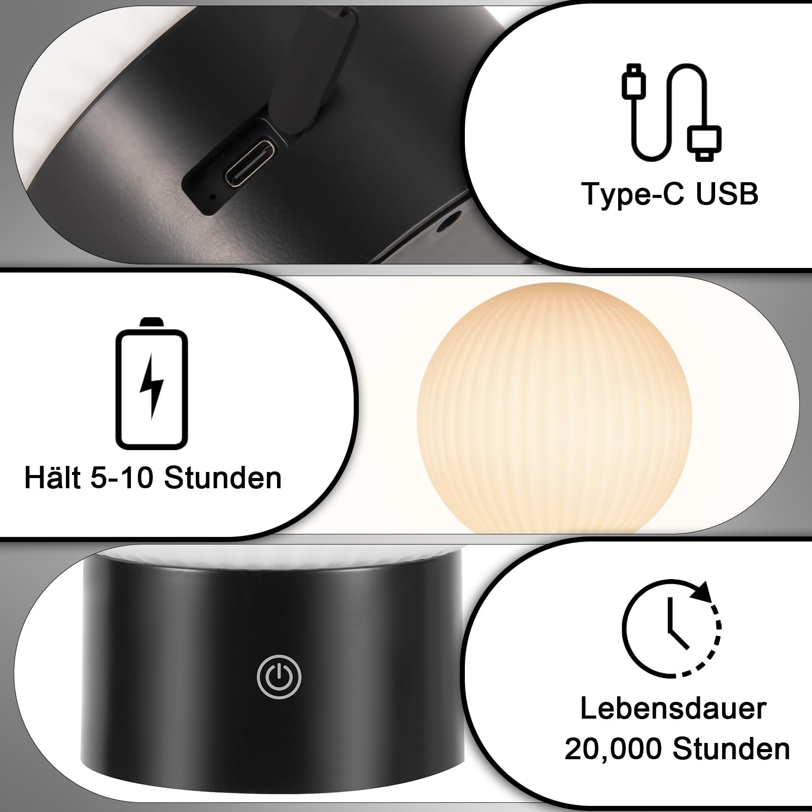 Настільна лампа LED бездротова на акумуляторі сенсорна димована IP44 Біла, фото №7