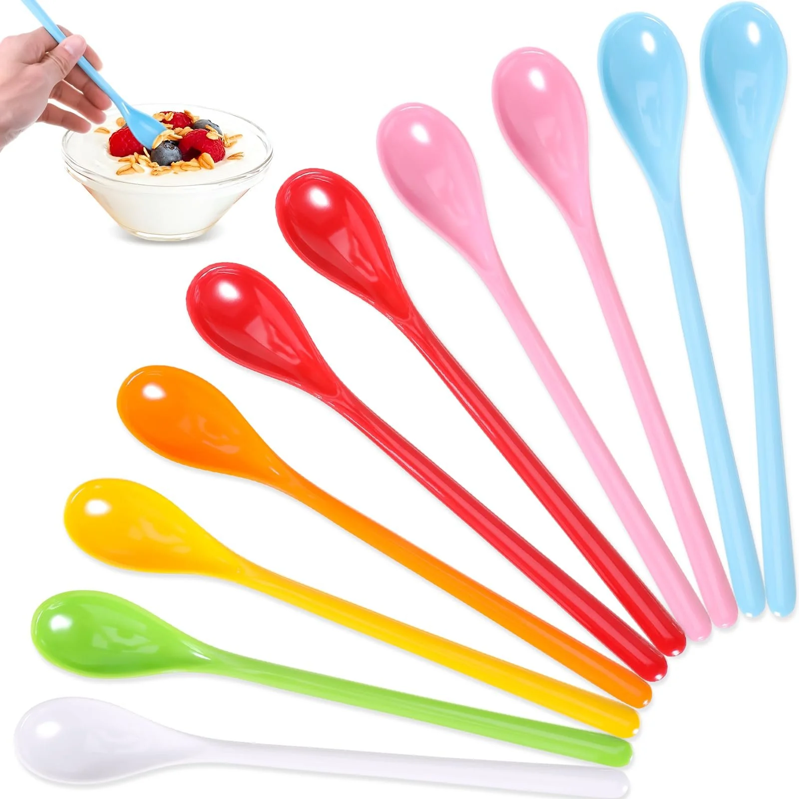 Ложки Пластикові Довгі Різнокольорові (19 см) 10 шт в упаковці, фото №1 Ложки Пластикові Довгі Різнокольорові (19 см) 10 шт в упаковці, фото №1