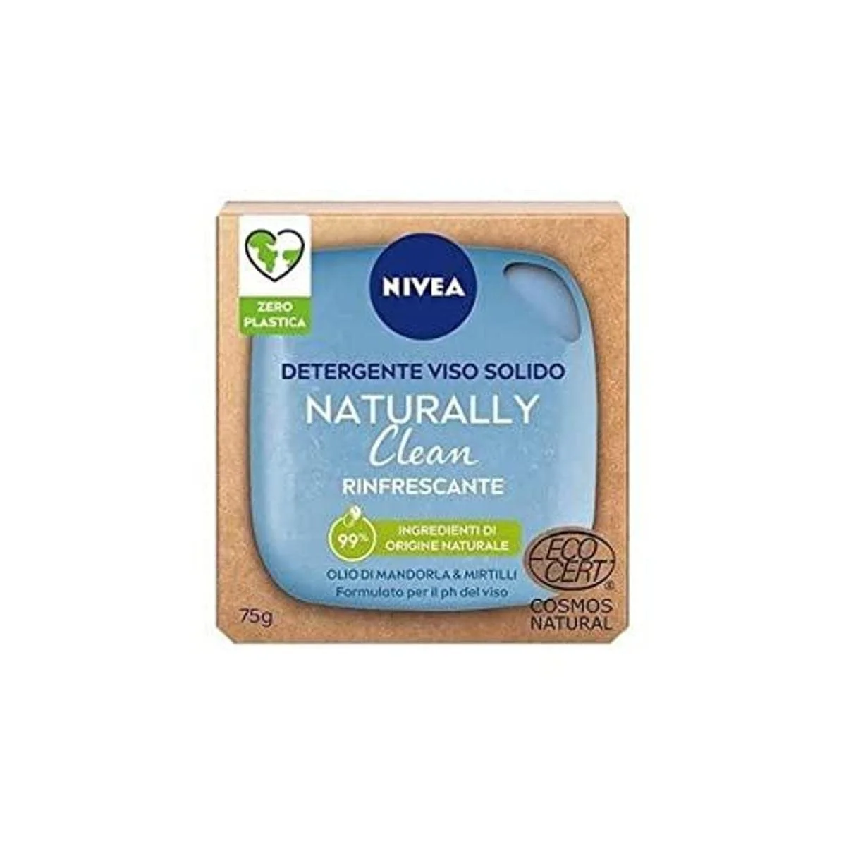 Твердий засіб для вмивання NIVEA NATURALLY CLEAN Refreshing з мигдалевою олією та чорницею, 75 г, фото №1
