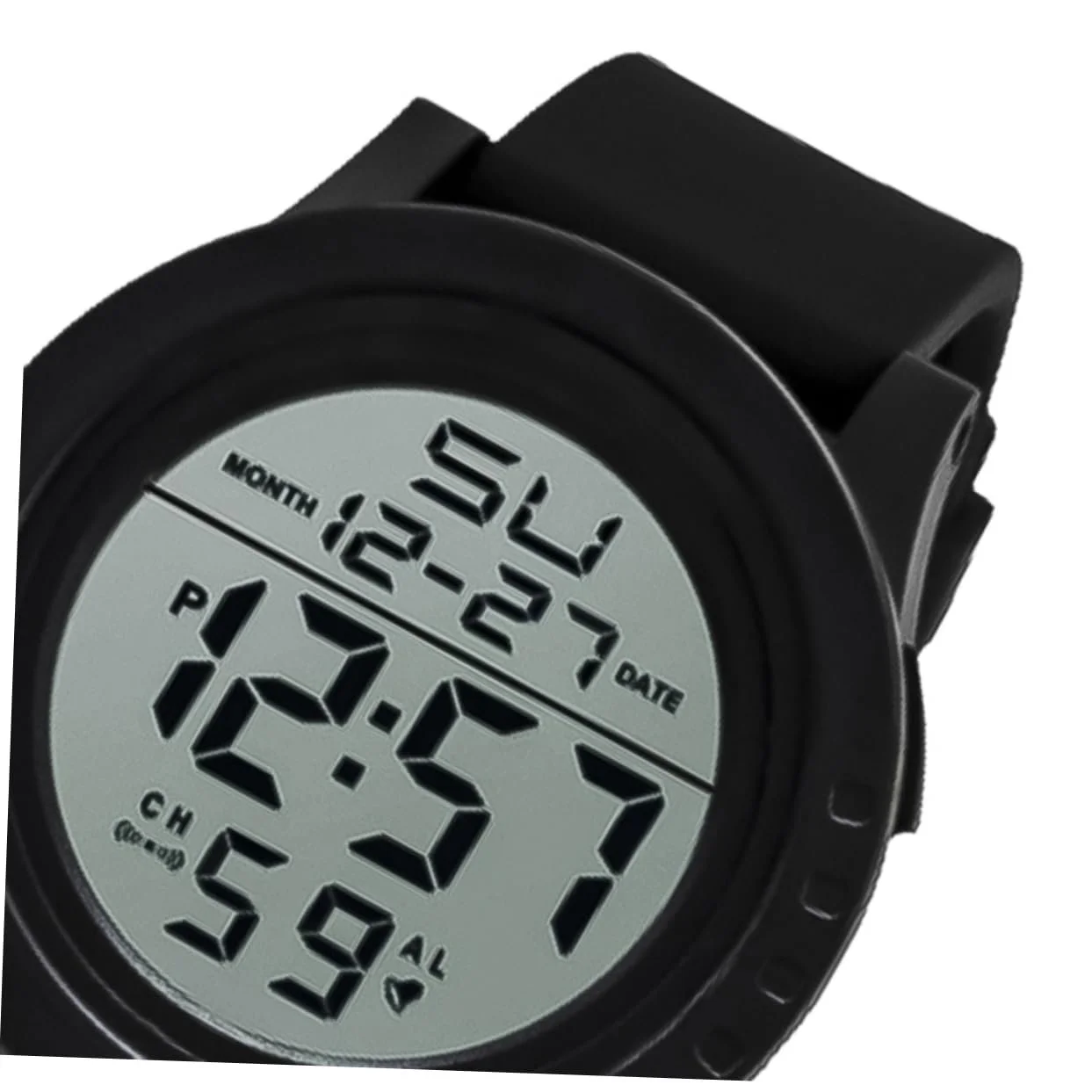 Цифровые часы OATIPHO водонепроницаемые с датчиком свечения, солнечной батареей и светодиодной подсветкой, черные кварцевые часы, мужские часы-хронограф на солнечной батарее с большим экраном, черные, фото №9