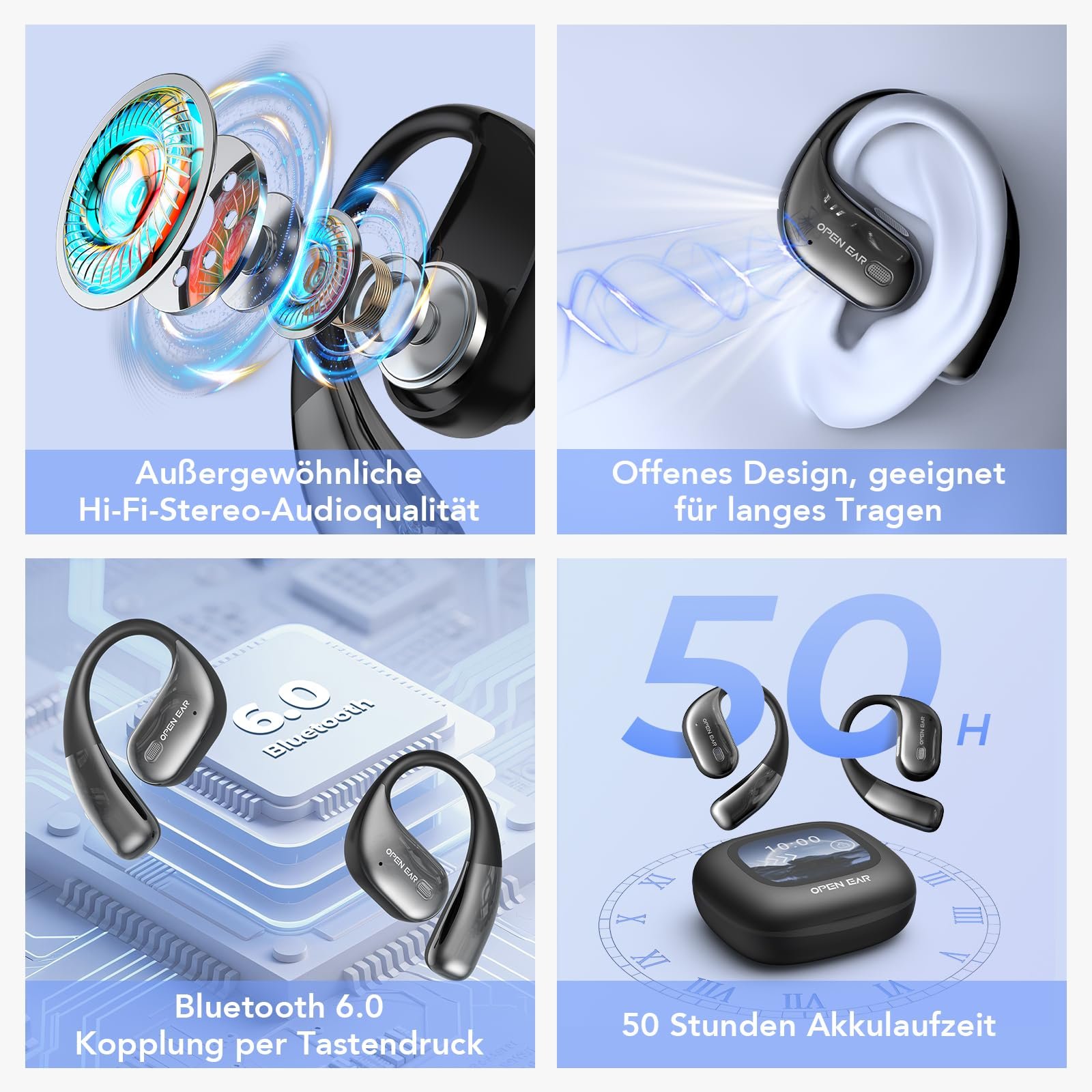 Наушники-переводчики Ki, 3-в-1, с переводом в реальном времени, 150 языков, сенсорный экран, 60 часов для iOS и Android, для путешествий, фото №5