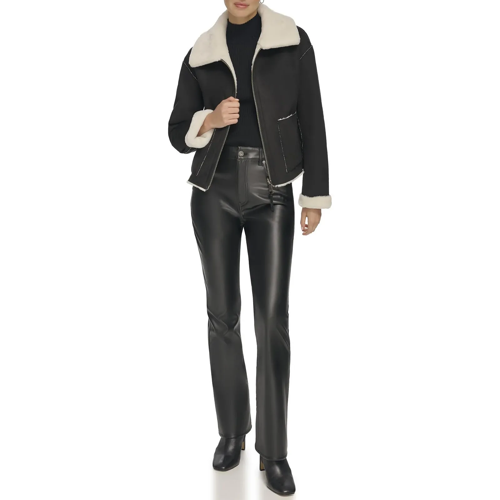 Женская короткая дубленка DKNY на молнии спереди, фото №1 Женская короткая дубленка DKNY на молнии спереди, фото №1