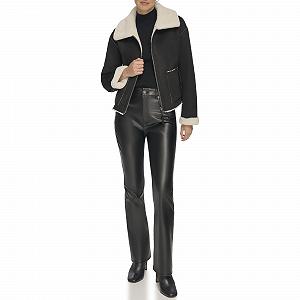 Женская короткая дубленка DKNY на молнии спереди - Фото 1