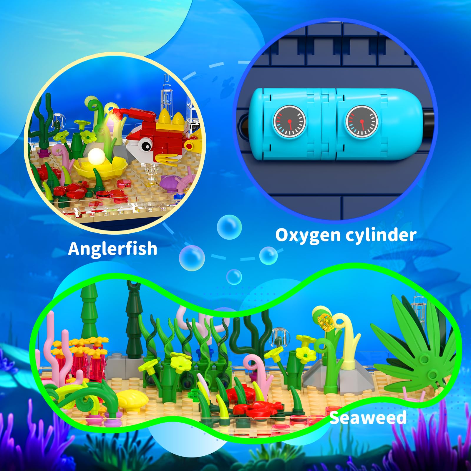 Іграшка-конструктор Millionspring Aquarium Fish Tank з LED підсвіткою 841 шт., фото №5