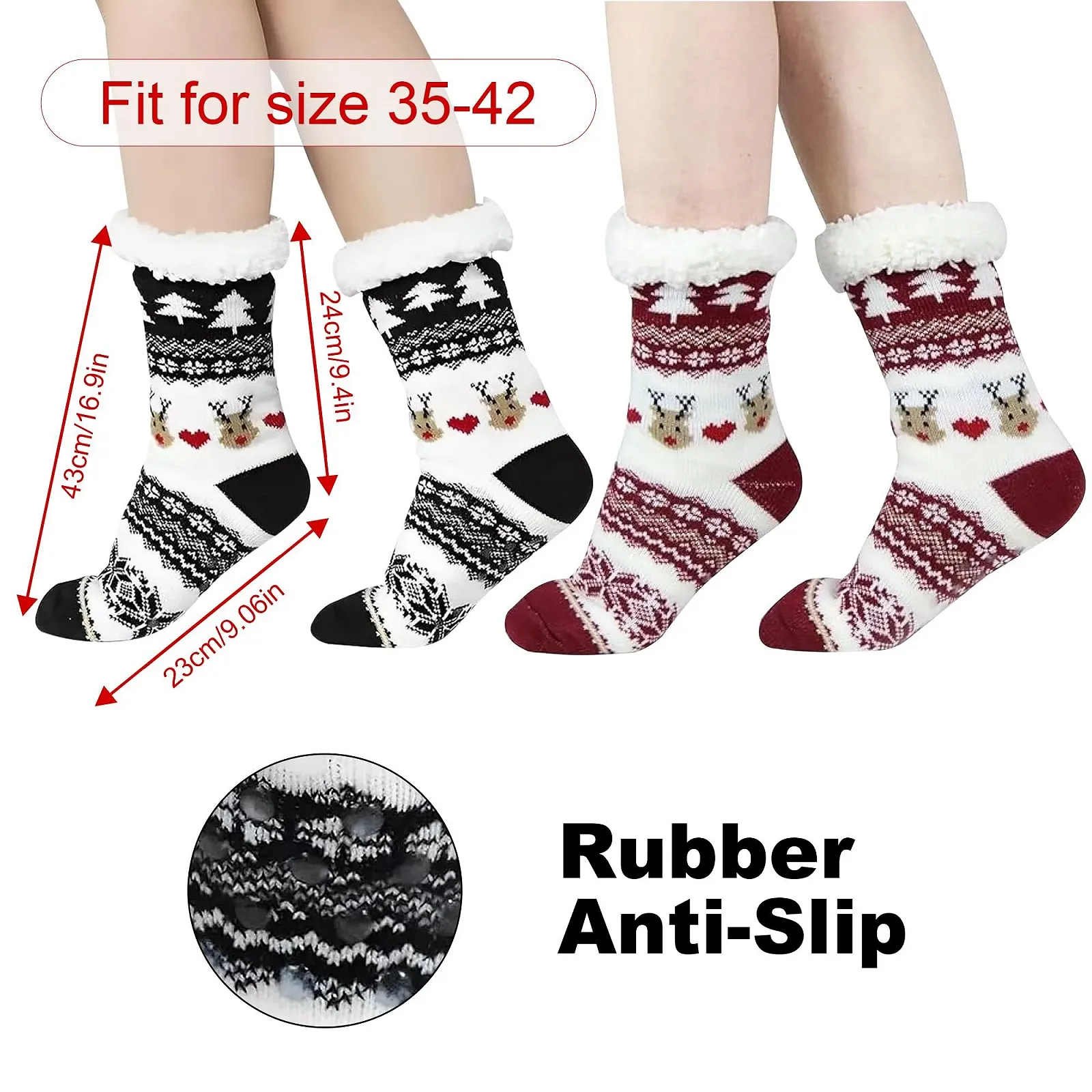 Шкарпетки махрові ZoneYan Різдвяні жіночі, 2 пари, розмір 35-42, фото №5