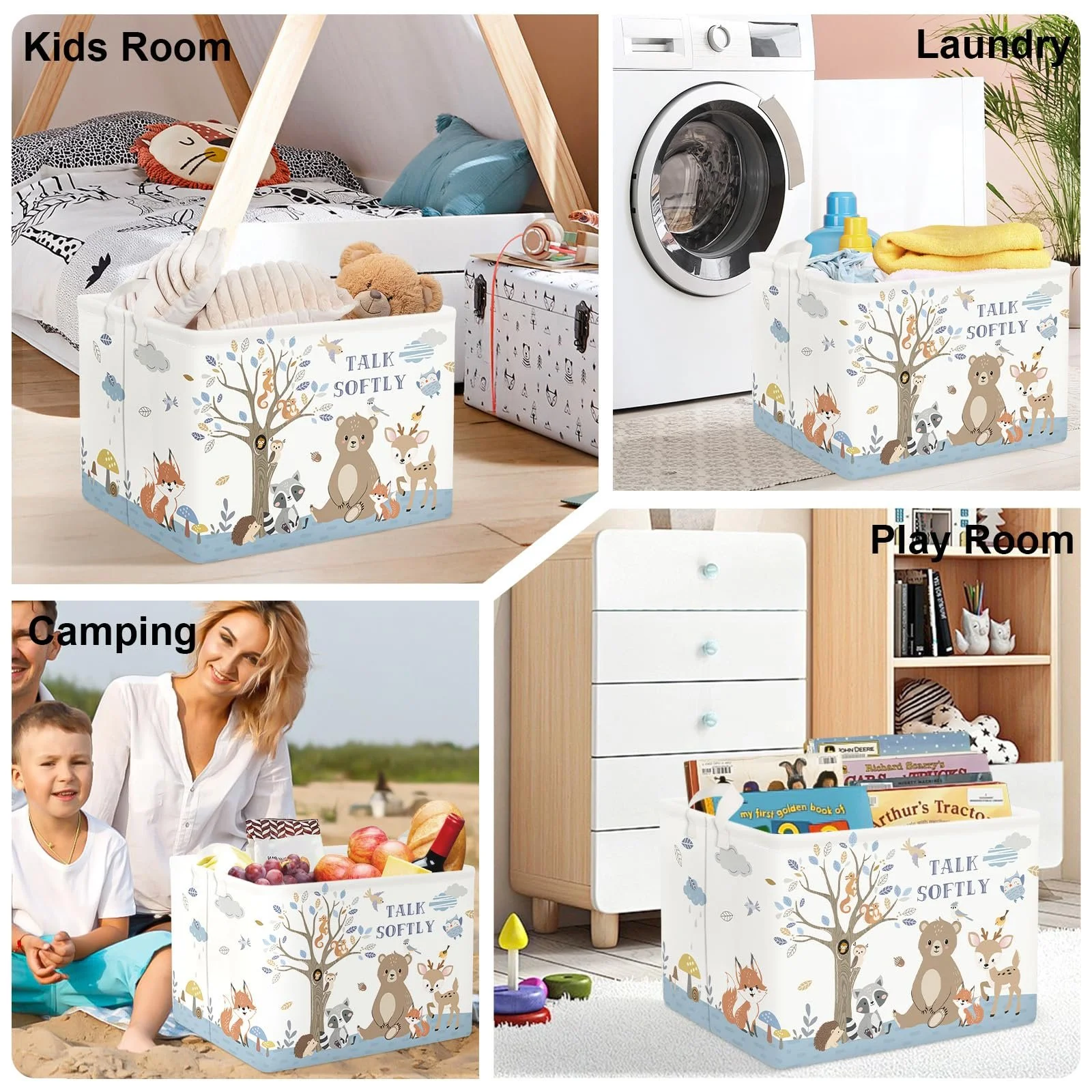 Корзина для игрушек Детская HUUMONSS Лис Медведь для мальчиков девочек Большая Белый 36 л, фото №7 Корзина для игрушек Детская HUUMONSS Лис Медведь для мальчиков девочек Большая Белый 36 л, фото №7