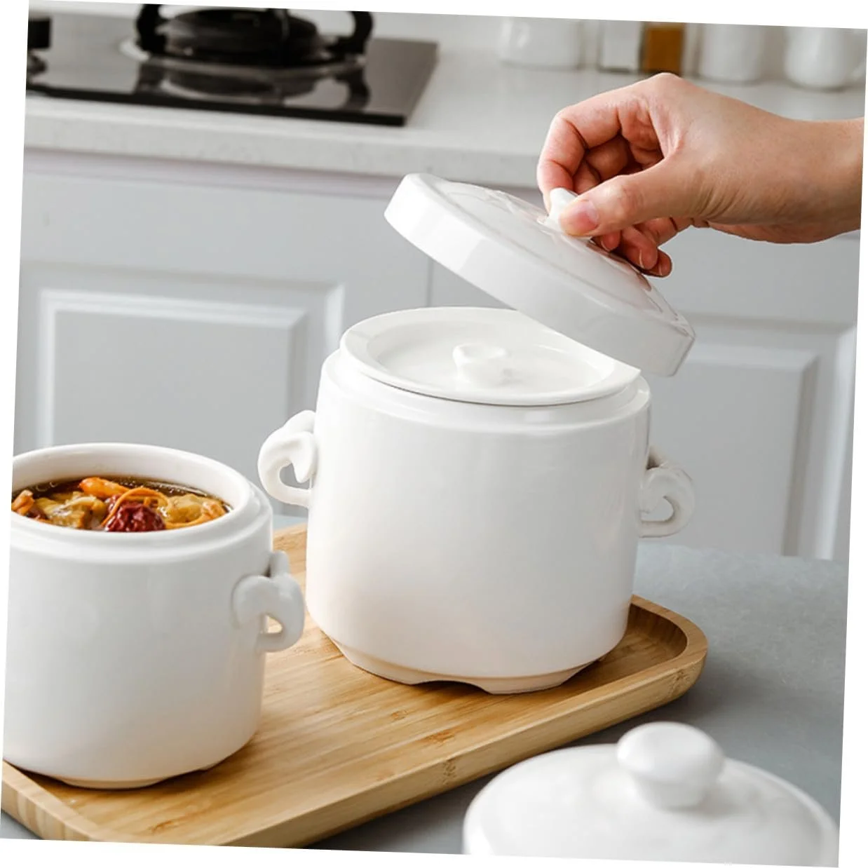 Кастрюля VALICLUD керамическая с крышкой для супа и приготовления на пару, фото №2