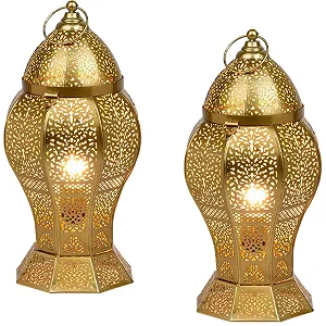 Набір із 2 настільних ламп Marrakech 40 см Металеві E27 Золотисті - Фото 1