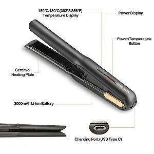 Бездротовий міні-випрямляч та плойка USB-C 3000 mAh 150/180 °C Сірий ціна на synthetic.ua - Фото 1 Бездротовий міні-випрямляч та плойка USB-C 3000 mAh 150/180 °C Сірий synthetic.ua - Фото 1
