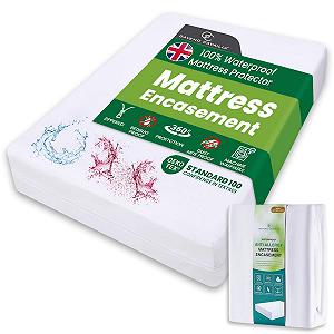 Чехол для матраса GC GAVENO CAVAILIA Premium King Size 30 см Глубокий Водонепроницаемый Антиаллергенный Чехол на матрас на молнии Защита от клопов и пылевых клещей King Protector Белый - Фото 1