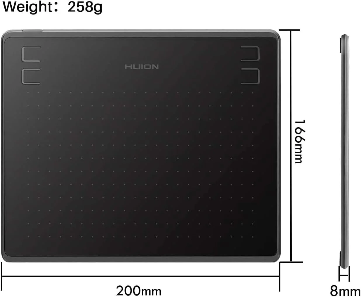 Графічний планшет HUION HS64 / робоча поверхня 6,3x4 дюйми / 5080 LPI / 266 PPS / Чорний, фото №7