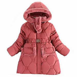 Зимнее пальто Generisch для девочек, длинная куртка софтшелл, ветрозащитная зимняя парка с меховым капюшоном, милая однотонная повседневная куртка-пуховик с застежкой-молнией - Фото 1