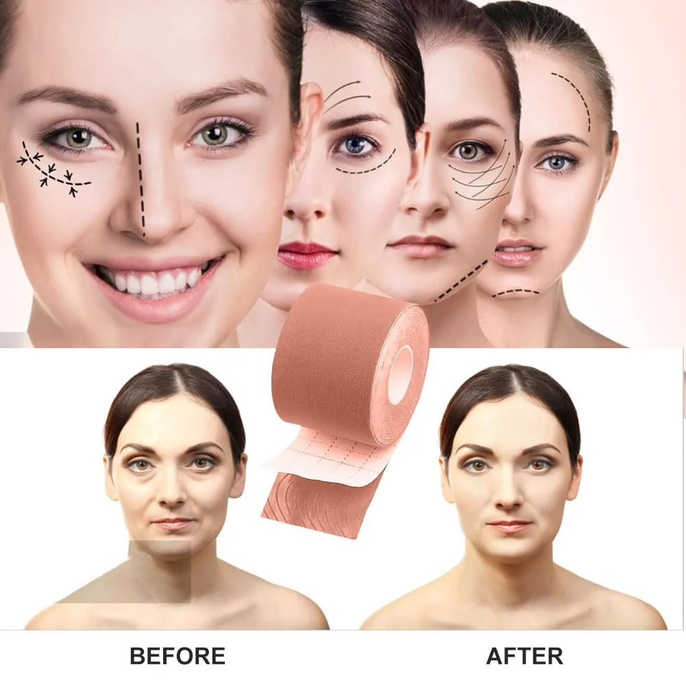 Лента для подтяжки лица Бежева, 2,5 см x 5 м, фото №5